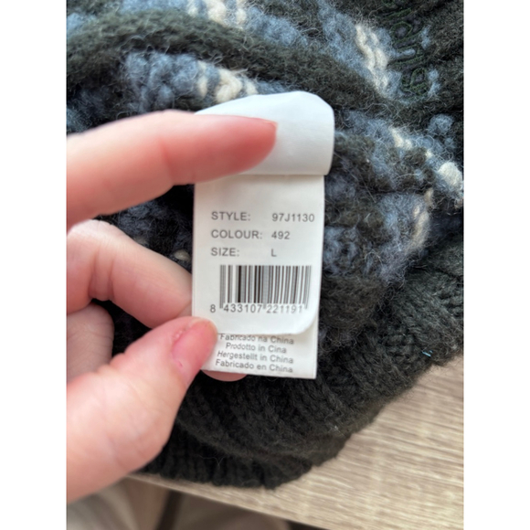 Desigual Mens Fisherman Fair Isle Zip Up Wool Sweater Large - Picture 9 of 11